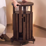 喻品实木凳子家用可叠放组合凳餐桌圆凳堆叠凳板凳CY160四把胡桃带轮