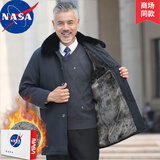 NASA BASE棉衣男中老年男装冬季加绒棉服爸爸装夹克外套服装老人衣服男秋冬 黑色 1689黑色 均码 2XL  135-150斤