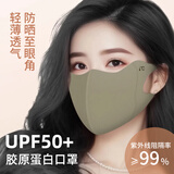 舒美佳胶原蛋白防晒口罩女防紫外线凉感透气立体遮阳修容防晒面罩可洗 青城灰
