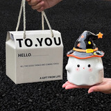 生日礼物女生陶瓷杯男生马克杯带盖创意杯子送闺蜜可爱水杯伴手礼 黑色魔法杯+米白礼盒