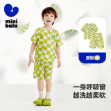 迷你巴拉男女童夏季家居服睡衣薄款透气纯棉短裤短袖2件套植物芯呼吸棉