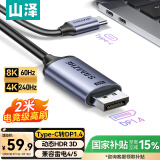 山泽Type-C转DP1.4线雷电4/5转接头USB-C转换器8K60/4K/240投屏苹果16笔记本电脑手机外接显示器 TYD20