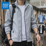 真维斯（Jeanswest）春秋季外套男士新款夏季纯色立领宽松风衣休闲夹克上衣 灰色 XL