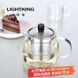 明尊（LIGHTKING）耐热玻璃茶壶 大容量花茶壶茶水壶304不锈钢过滤内胆泡茶壶 S'043/450ml