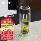 万象（WANXIANG）双层玻璃杯经典皮纹V19RL商务办公礼盒泡茶杯290ML大容量家用水杯