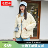 坦博尔羽绒服女短款翻领韩版宽松女士灯芯绒外套TD236266 黄油蜜 165 