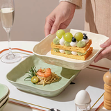 佩尔森奶油风陶瓷米饭碗家用2024新款吃饭碗高颜值碗碟套装面碗汤碗餐具 8英寸方盘混色 2件套