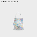 CHARLES&KEITH纯色褶皱磁吸手提斜挎托特包包女包生日礼物CK2-30782347 Prism Silver银色（新色） S