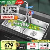 欧琳【国补立减15%】厨房水槽水盆不锈钢洗菜盆洗碗池大双槽洗菜池