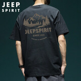 JEEP SPIRIT吉普重磅短袖T恤男夏季大码半袖体恤美式印花上衣服 黑色 L
