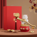 禾笙堂称心如意招财猫聚宝盆摆件新中式客厅玄关前台开业乔迁送礼装饰品