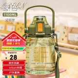 希乐（cille）大容量水杯 Tritan吸管杯成人运动水壶刻度杯子 塑料大肚杯1.1L