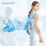 宝石蝶真丝雪纺纱巾丝巾杭州丝绸围巾女生妈妈生日礼物女礼盒/清荷悠远