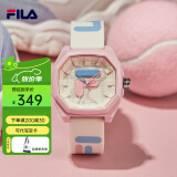 斐乐（FILA）手表女情侣潮流运动石英腕表男表女表学生硅胶手表生日礼物送礼盒 粉色6105-008 47mm