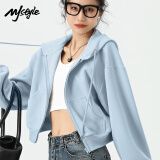 MJ STYLE插肩袖短款开衫外套女2025年春季宽松休闲百搭运动风学生长袖上衣