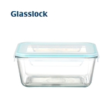 Glasslock 韩国进口钢化玻璃保鲜盒冰箱收纳饭盒硅胶圈色随机 长方斜角蓝圈1700ml(微波款