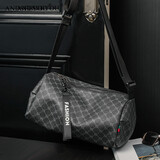 ANDSEEYOU斜挎包男 轻便小圆桶挎包男休闲潮流单肩包时尚斜挎包男士背包 花纹黑PU-