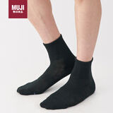 无印良品（MUJI）男女通用 合脚直角 袜口无橡筋袜 袜子 黑色5s 均码25-27cm