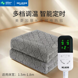 美菱（MeiLing）电热毯双人双控智能调温电褥子 多档智能定时调温除湿除螨加厚 长毛绒-灰色双人双控180x150智能