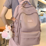 书包女生大学生高中学生初中生小学2025新款双肩包大容量背包旅行 深粉色 加胖胖兔