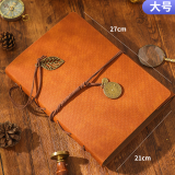 庄子然diy复古相册礼品影集信封收纳自粘式手工相册情侣覆膜纪念册 珊瑚橘大号（21*27）32张覆膜黑卡20张牛皮纸