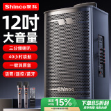 新科 （Shinco）广场舞音响户外大音量拉杆蓝牙音箱三喇叭重低音木质箱体家用K歌移动摆摊 12吋双咪