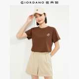 佐丹奴短袖t恤女夏季纯棉体恤衫小刺绣圆领休闲上衣13324321