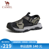 骆驼（CAMEL）户外休闲魔术贴包头洞洞沙滩运动凉鞋男 G14M076677 曙光绿/黑 38