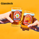 Glasslock&wigglewiggle联名玻璃杯啤酒杯卡通水杯家用果汁杯耐用杯240ml*2