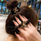 BARY REEF新款气质四叶草镶钻发圈女韩版马尾发绳简约扎丸子头皮筋百搭发饰 咖色发圈（手上这个色）