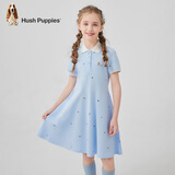 暇步士（Hush Puppies）童装儿童连衣裙大童甜美气质polo裙女童休闲裙 冰晶蓝 120 
