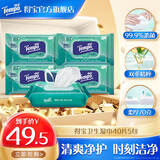 得宝Tempo得宝湿巾杀菌无刺激卫生清洁湿巾易抽取40片5包大包湿巾 卫生湿巾40抽*5包