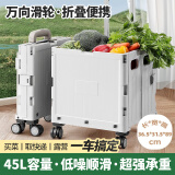 LYNN折叠购物车买菜手拉车取快递露营小推车便捷手拉货中号45L四轮