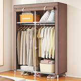 蜗家出租屋布衣柜单人简易衣柜加粗加厚时尚防尘布衣橱加固衣柜宿舍柜 咖啡色【长90宽46高168】