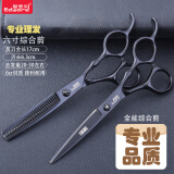 爱德华（EDWARD）发廊家庭专业理发剪刀平剪牙剪套装美发工具套装酷黑不锈钢802