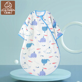 七彩博士婴儿睡袋一体可拆袖秋冬季恒温棉宝宝防着凉防踢被子保暖长袖儿童 夏季竹棉薄款-可可鲸鱼