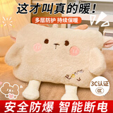 星瀚梦居热水袋充电暖手宝女生暖宝宝毛绒可爱敷肚子腰防爆暖水袋电热宝 白色小羊【兔绒触感*水电分离】