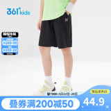 361°儿童短裤夏季男女童3-12岁透气运动裤梭织五分裤 黑 130