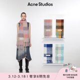 Acne Studios男女同款 格纹流苏彩虹Vally围巾羊毛披肩CA0084 玫粉色/丁香紫色 均码