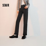森马（Semir）森柔牛仔|牛仔裤女毛边小直筒裤2024冬季抓毛九分裤109724124004