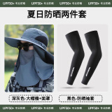 沐驰斯顿遮阳帽男夏季户外防晒帽子男登山太阳帽护颈防紫外线钓鱼渔夫草帽 深灰色帽子+FA黑色冰袖 均码-面罩可以拆卸