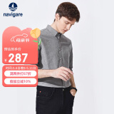 Navigare 意大利小帆船长袖衬衫男春秋款100%长绒棉轻磨毛柔软舒适纯色衬衣113300903 碳灰 S/38 