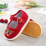 卉仁婴儿手工布鞋男女虎头鞋儿童宝宝纯棉千层底小孩0-1-2-3岁软底秋  绣花红色防滑底 单鞋 15码 内长13.0cm 建议12-14个月