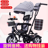 宝乐骏【双向推行】儿童三轮车脚踏车1-6岁小孩婴儿宝宝童车轻便手推车 黑灰【双向推行】+安全带