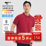 七匹狼短袖T恤男士T恤时尚中青年翻领商务休闲小狼标刺绣Polo男装