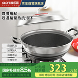 欧乐菲（OLOFE）炖锅316不锈钢双面蜂窝加深平底炒锅爆炒烹饪不粘锅具五代36cm