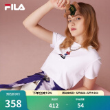斐乐（FILA）官方女士短袖T恤夏印花运动女装针织短袖套头衫小熊T刺绣上衣 标准白-WT M 165/84A