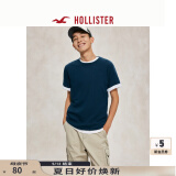 HOLLISTER24夏季款经典小海鸥情侣黑色短袖T恤男装女装KI324-4042 深蓝色 S (175/92A)