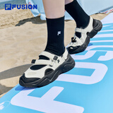 斐乐（FILA）FUSION斐乐玛丽珍凉鞋女鞋夏款凉拖魔术贴海螺沙滩鞋 微白/黑-WB 37.5