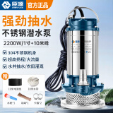 臣源不锈钢潜水泵220V家用井水抽水泵农用清水污水泵小型高扬程排污泵 2200W/1寸不锈钢清水泵+10米线